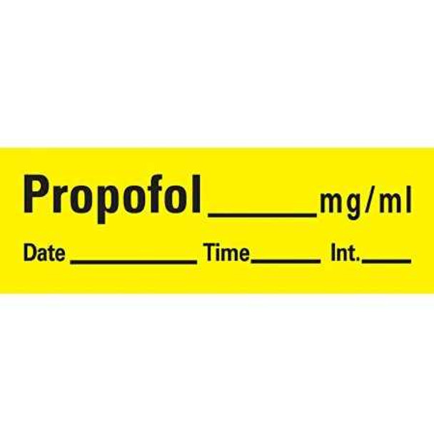 Drug Label BarkleyAnesthesia Label Tape Propofol mg/mL Date Time Int Yellow 1/2 X 1-1/2 Inch AN-27 Roll/1 14255 PRECISION DYNAMICS 537616_RL