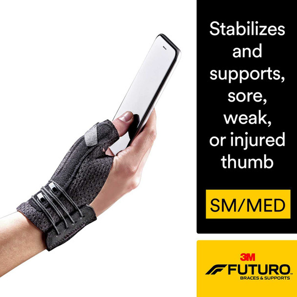 Thumb Stabilizer 3M Futuro Deluxe Adult Small / Medium Lacing System Left or Right Hand Black 05113119855 Each/1 11308 3M 1124574_EA