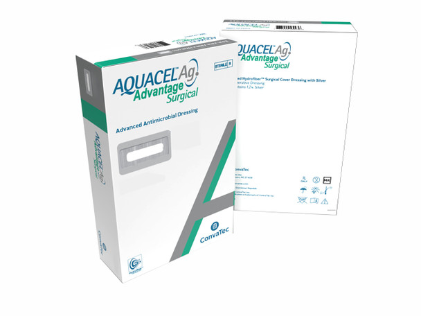 Silver Hydrofiber Dressing Aquacel® Ag Advantage Surgical 3-1/2 X 10 Inch Rectangle Sterile 422605 Each/1