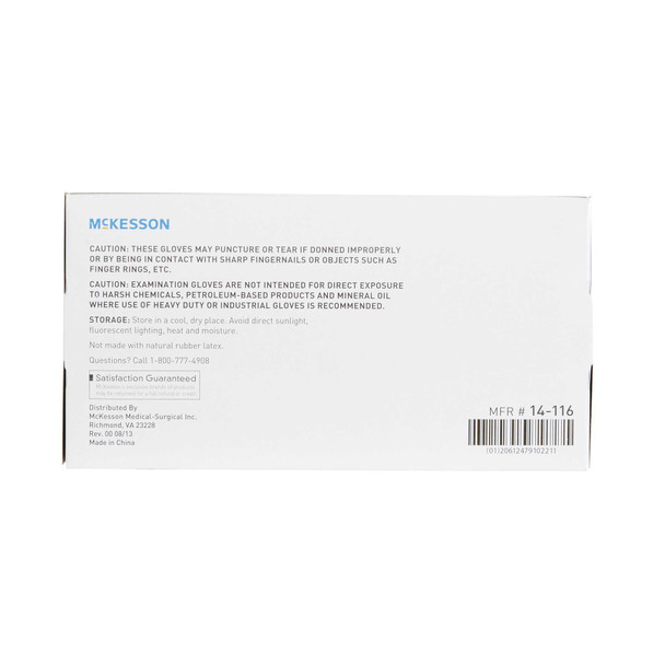 Exam Glove McKesson NonSterile Clear Powder Free Vinyl Ambidextrous Smooth Not Chemo Approved Medium 14-116 Box/100 14-116 MCK BRAND 354439_BX