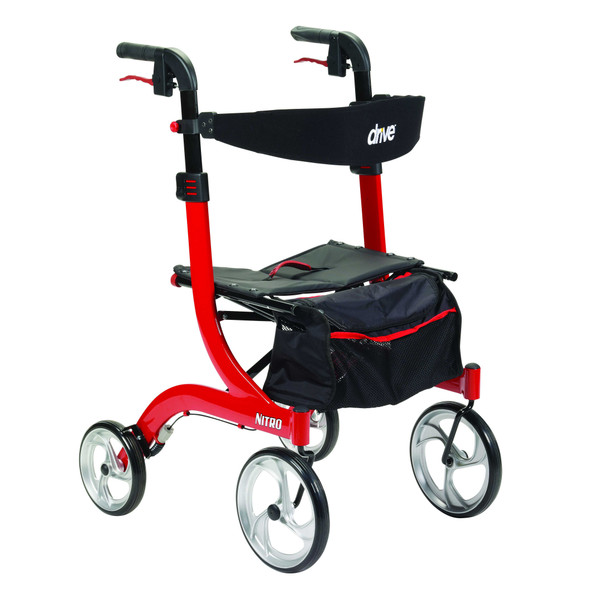 4 Wheel Rollator Nitro Red Adjustable Height Aluminum RTL10266 Each/1 - 37463809 RTL10266 DRIVE MEDICAL DESIGN & MFG 873746_EA