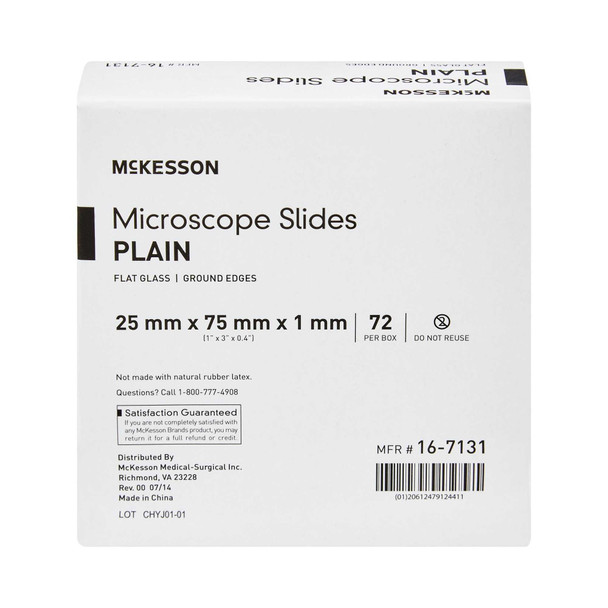 Microscope Slide McKesson 1 X 3 Inch X 1 mm Plain 16-7131 Box/72 16-7131 MCK BRAND 464497_BX