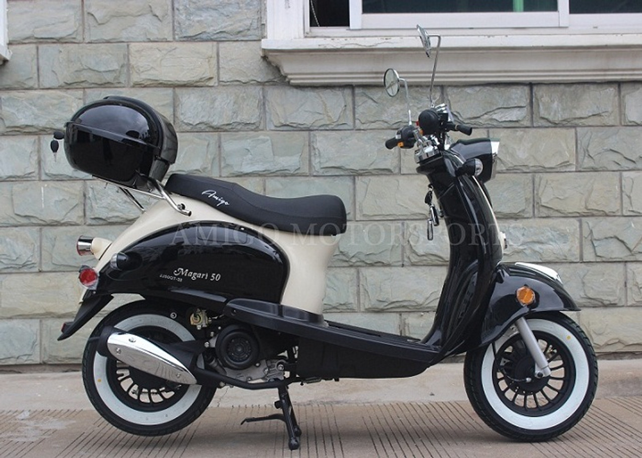 TAO 49cc / 50cc street legal fully automatic scooter moped with a Matching  trunk - Choose your color, Black Blue Red Green and Pink