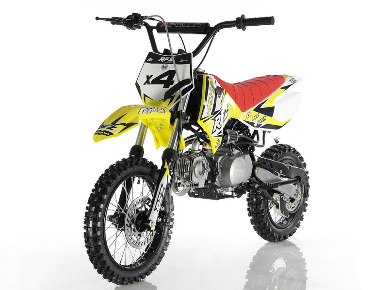 APOLLO DB-X4 RFZ 110CC RACING DIRT BIKE, 4 STROKE AIR COOLED, SINGLE CYLINDER - FULLY ASSEMBLED AND TESTED - Yellow