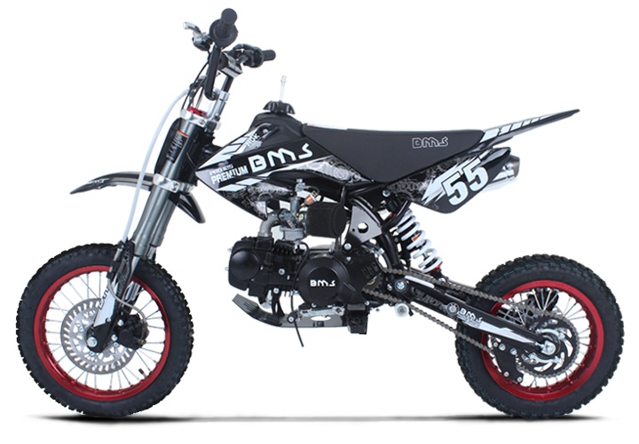 BMS PRO PREMIUM 125 DIRT BIKE, 125CC 4 SPEED MANUAL ENGINE - BLACK