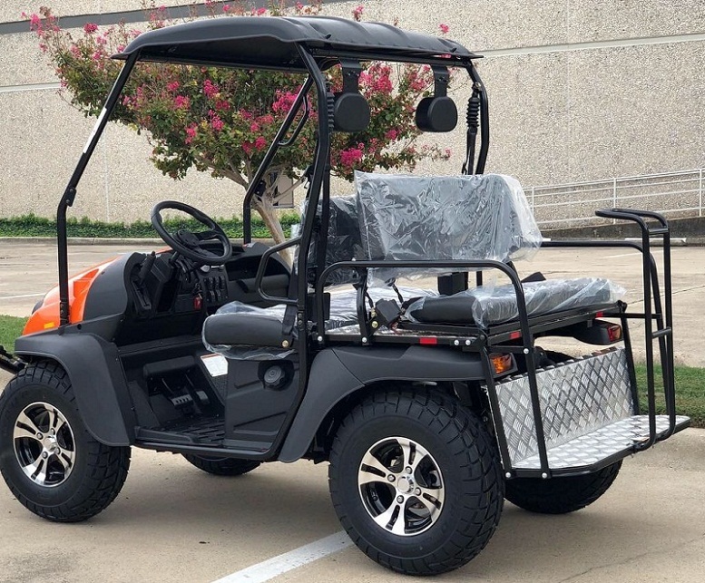 Orange - Fully Loaded Cazador OUTFITTER 200 Golf Cart 4 Seater UTV - Fully Assembled and Tested - Rear View