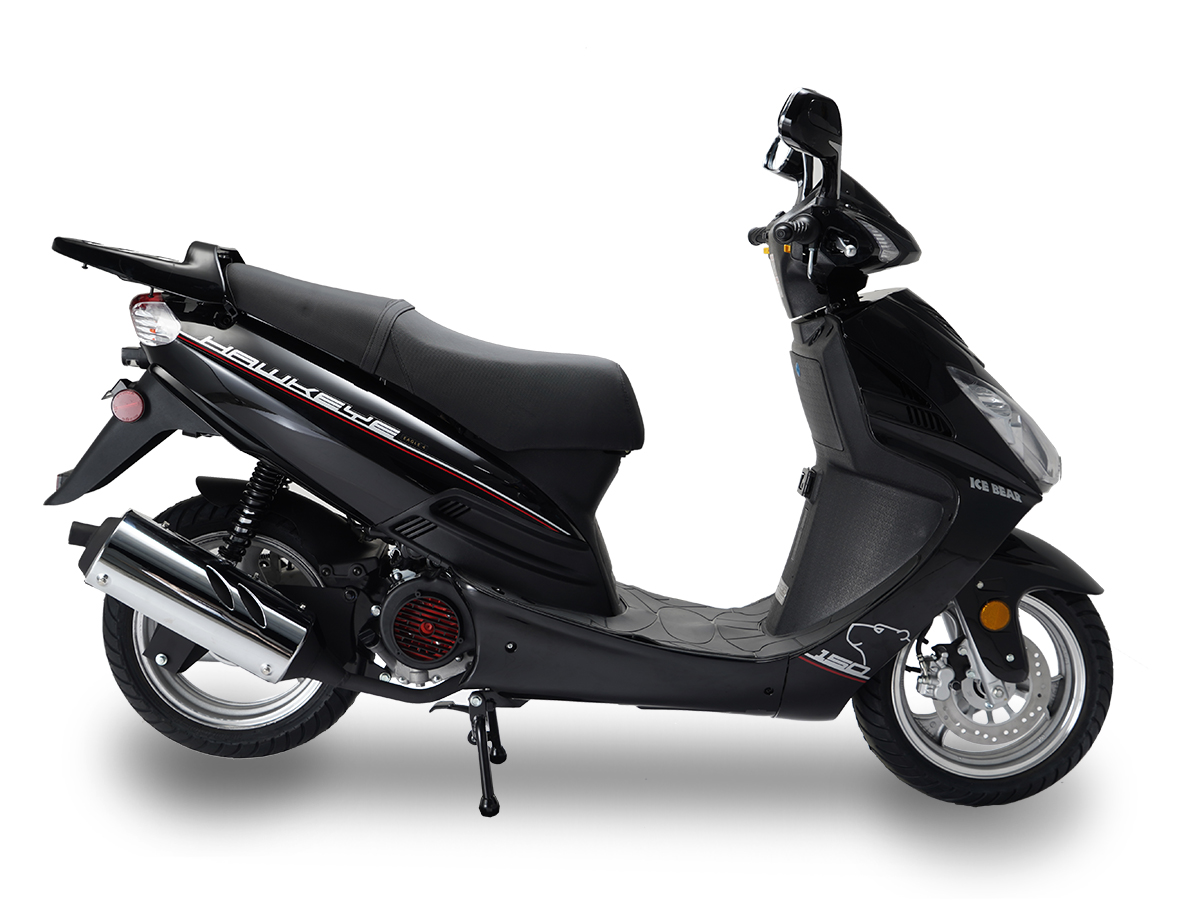 Icebear Hawkeye (Pmz150-3c) 150cc Scooter, Electric/Kick, Carb approved - Black