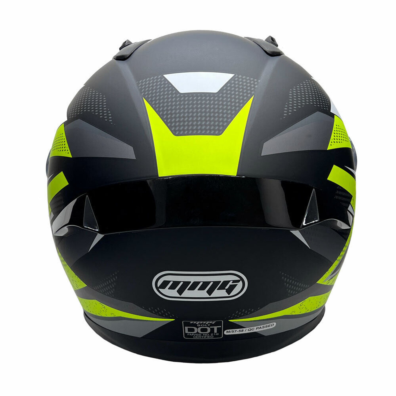 Full Face MMG Helmet. Model Bolt. Color: Matte Black/Neon Yellow. Size: XL. *DOT APPROVED*