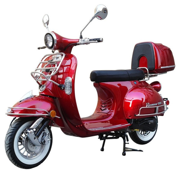 DongFang Romeo 200 (ROMEO-200-RD) Gas Moped Scooter, Automatic CVT Big Power Engine, Retro Style