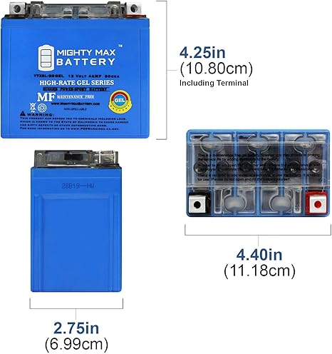 Mighty Max Battery YTX5L-BSGEL - 12V 4Ah, 80 CCA Maintenance-Free GEL Motorcycle Battery