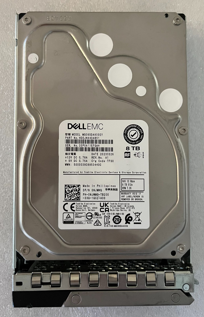 NJWMG DELL TOSHIBA MG08SDA800EY 8TB 7.2K 12Gbps NL SAS 3.5 HDD 0NJWMG R540 R740