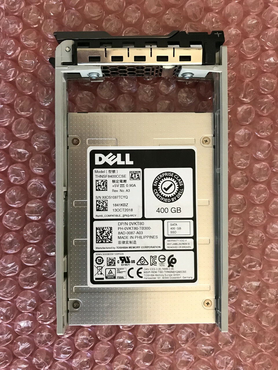 VKT80 DELL 400GB TOSHIBA SATA 2.5 SFF THNSF8400CCSE 6Gbps SSD 0VKT80 R720 R620