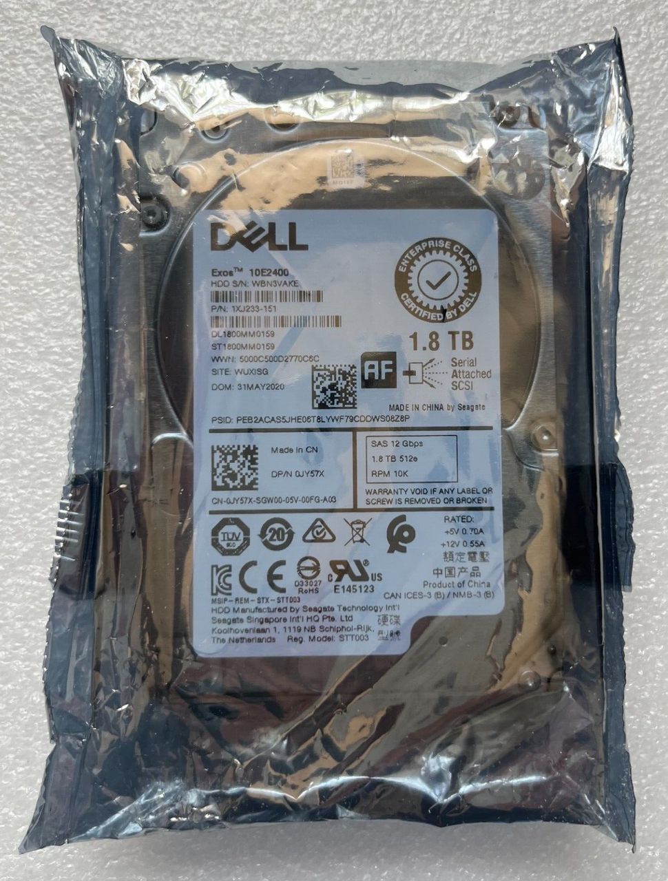 JY57X DELL SEAGATE 1.8TB 10K 2.5'' 12Gbps SAS HARD DRIVE ST1800MM0159 R640 R940