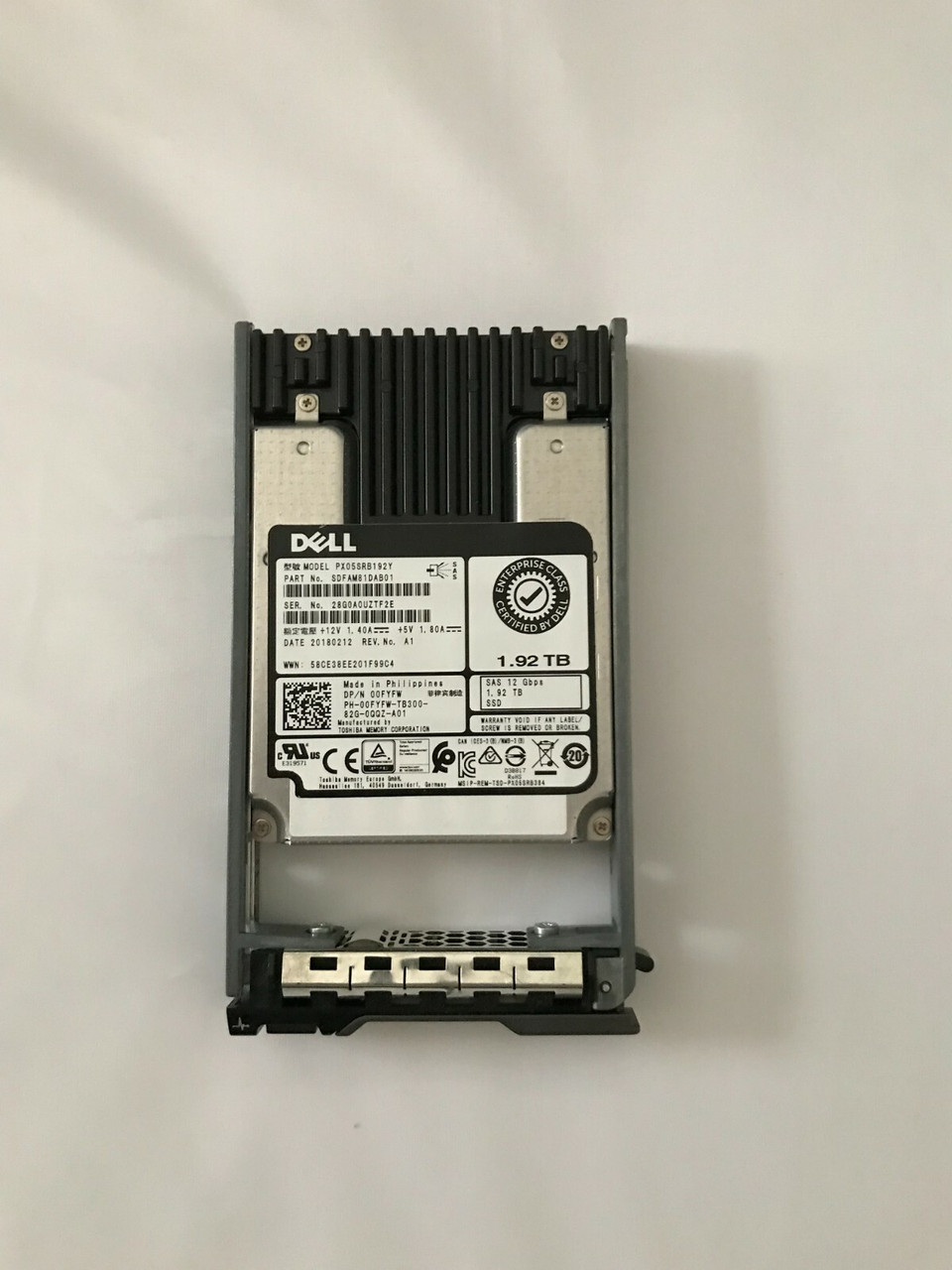 0FYFW DELL 1.92TB SAS 2.5" 12Gb/s SSD  PX05SRB192Y 00FYFW R720 R920 R730 GEN 13