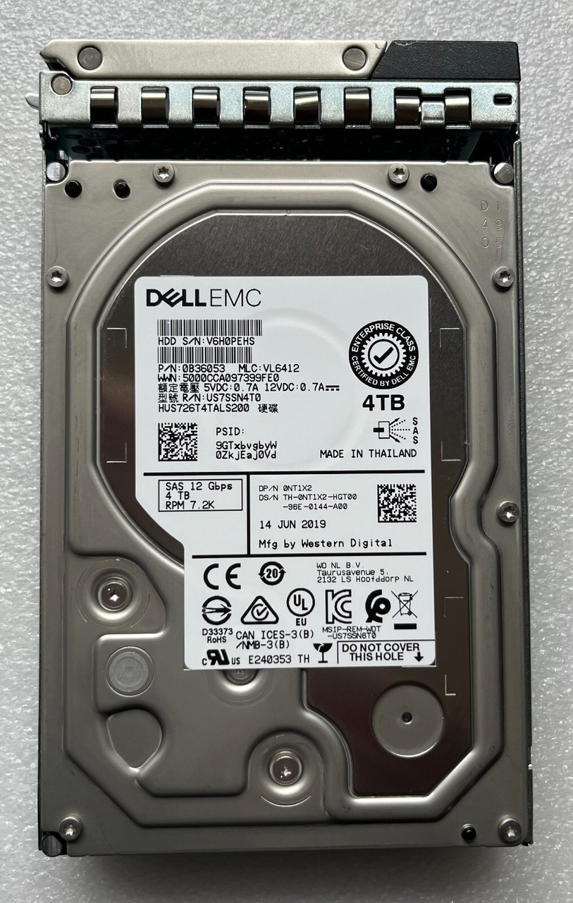 NT1X2 DELL HITACHI HUS726T4TALS200 4TB 7.2K SAS 3.5" 6Gb/s R540 R440 R740 0NT1X2