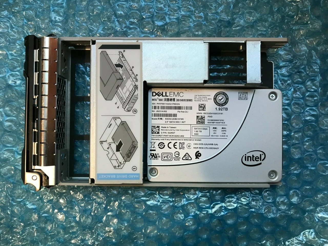 33R2T DELL 1.92TB 6Gbps SATA INTEL D3-S4510  SSDSC2KB019T8R RI TLC 3.5 SSD R730