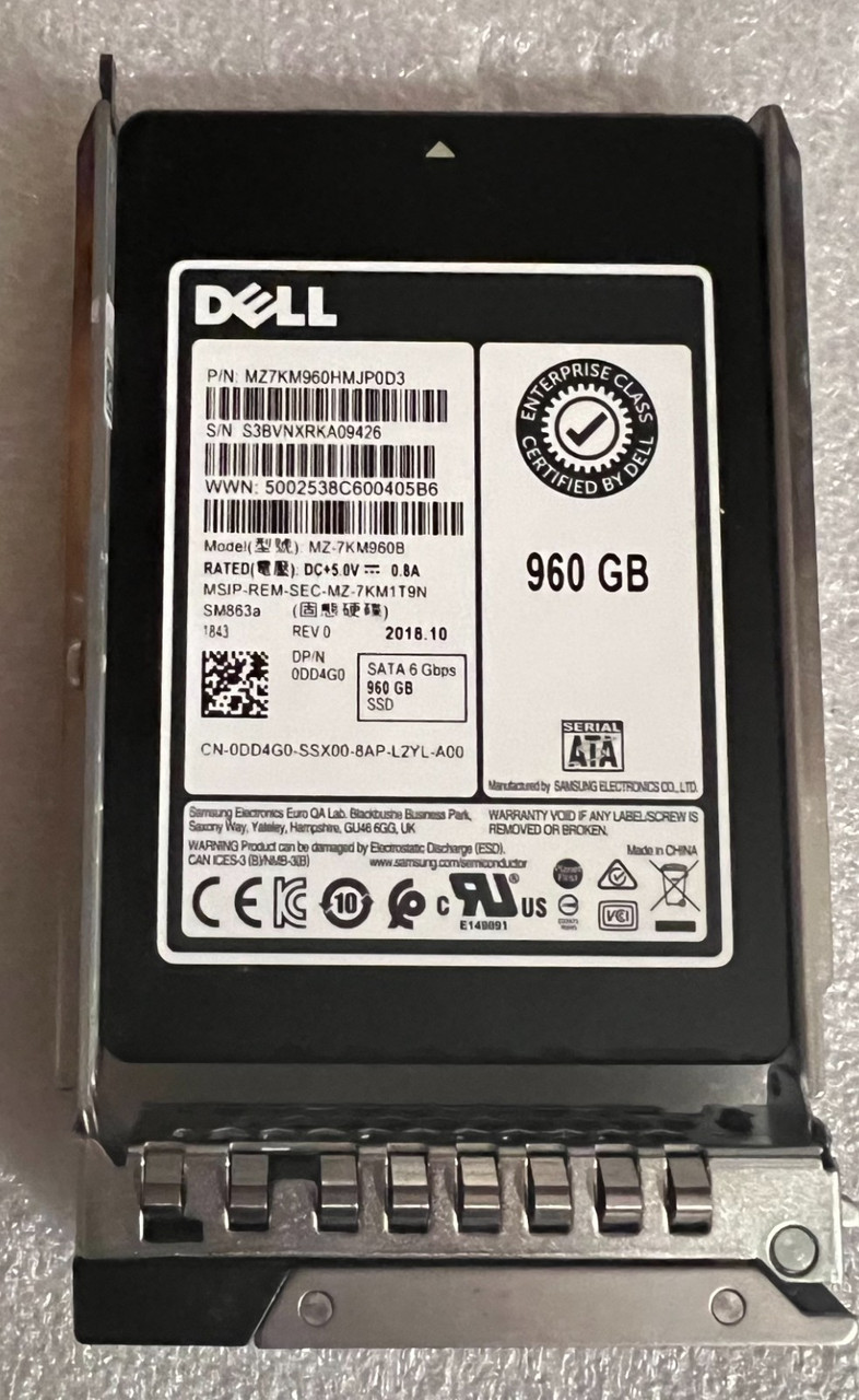 DD4G0 DELL SAMSUNG MZ-7KM960B 960GB SATA 6Gbps R740 R640 2.5" 0DD4G0 MU