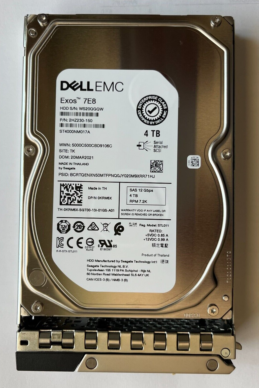 KRM6X DELL EMC SEAGATE 4TB 3.5" SAS 12Gbps HDD ST4000NM017A 0KRM6X T440 R540