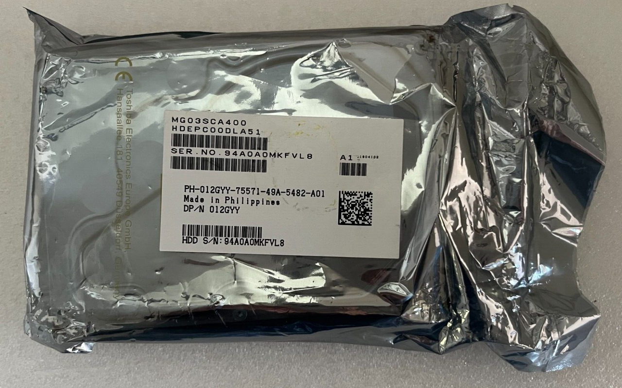 12GYY DELL TOSHIBA MG03SCA400 4TB 7.2K SAS 3.5" 6Gb/s HDD  012GYY R530 R520 T430