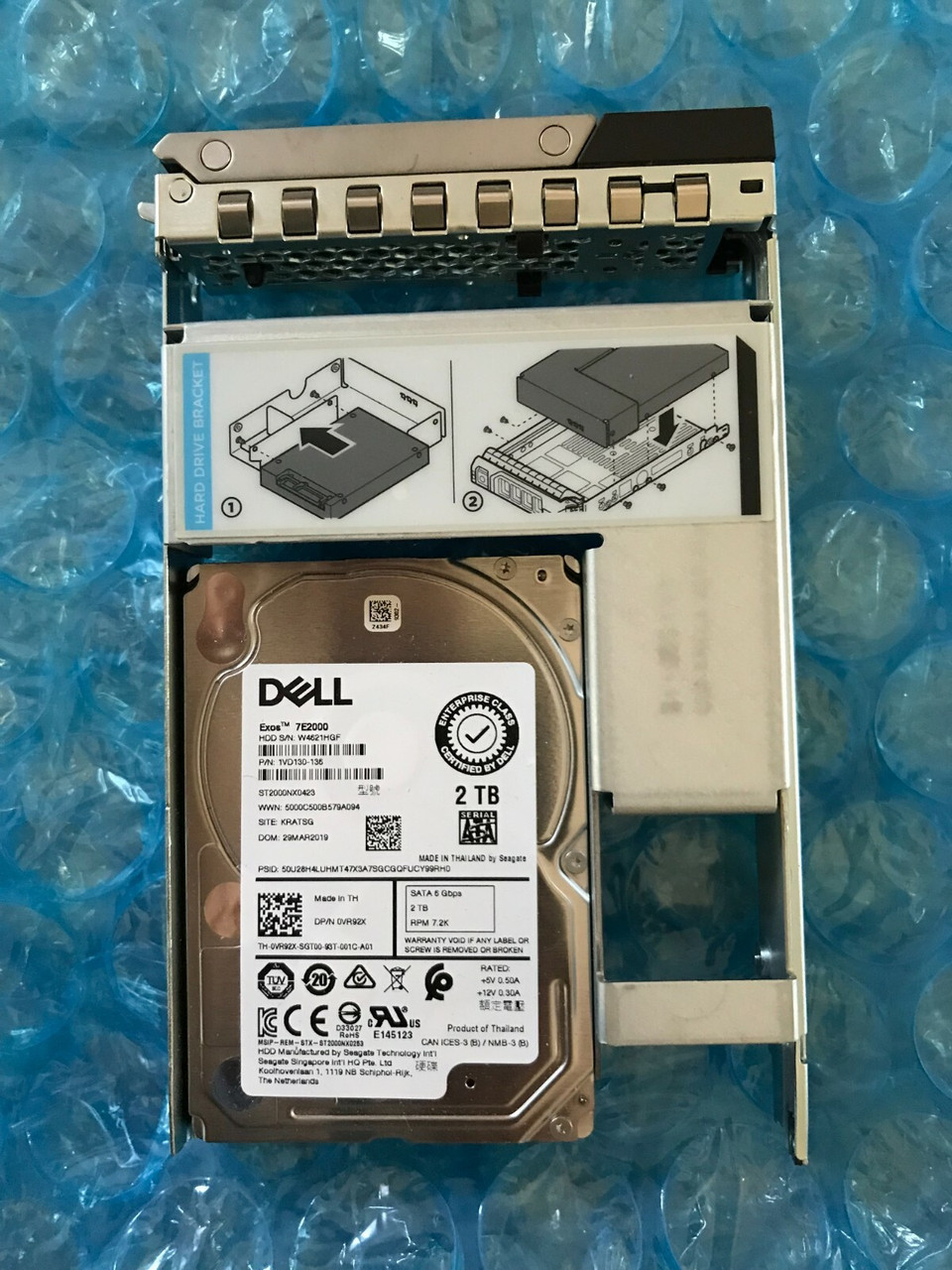 DELL SEAGATE ST2000NX0423 2TB 6G 7.2K HD 3.5'' SATA VR92X 0VR92X R740 R440 R540