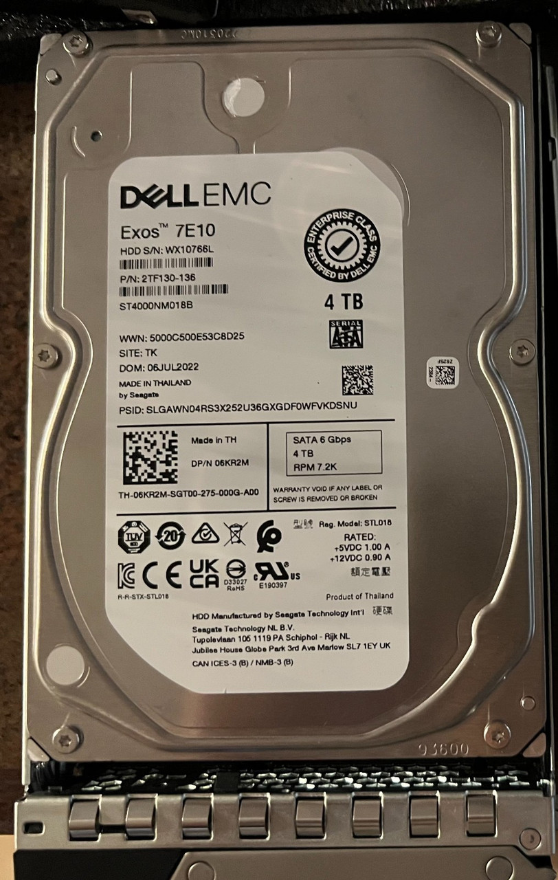 6KR2M DELL 4TB 7.2K 6GBPS 3.5" SATA HARD DRIVE SEAGATE ST4000NM018B 06KR2M T350