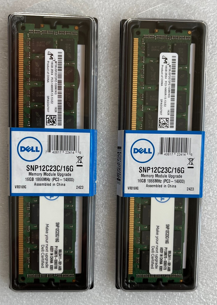 DELL 32GB MEMORY UPGRADE 2RX4 PC3-14900R (2x16GB) R420 R520 R620 R720 R820 T420