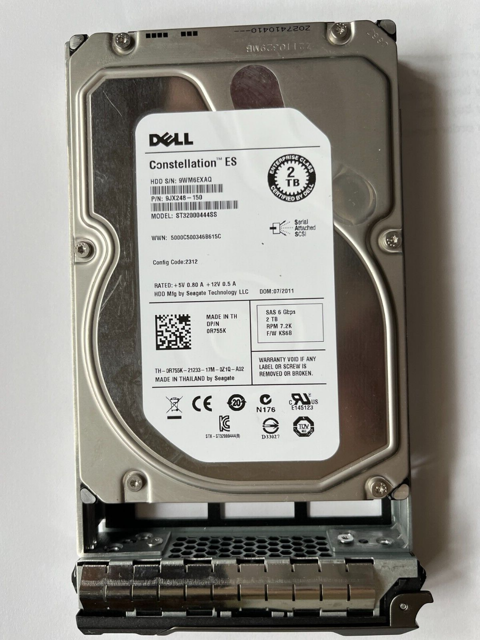 R755K DELL SEAGATE ST32000444SS 2TB 7.2K SAS 6Gbps 3.5 Hard Drive 0R755K R520
