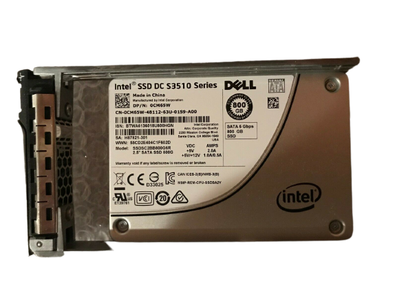 Dell CM65W Intel S3510 800GB SATA 2.5” SSD HDD 6Gbps SSDSC2BB800G6R r620 R420 R720