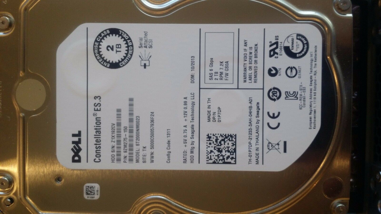 Dell Seagate ES ST2000NM0023 2TB 7.2K RPM SAS 3.5" 6GB/S 1P7DP 9ZM275-150