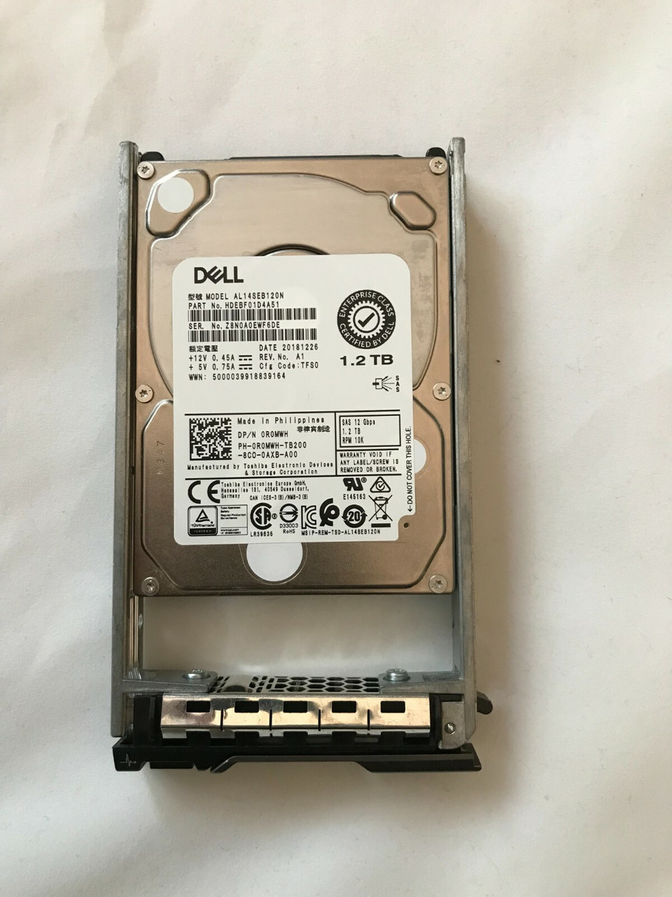 0R0MWH DELL TOSHIBA 1.2TB 10K 2.5'' 12Gbps SAS HARD DRIVE AL14SEB120N R630 R730