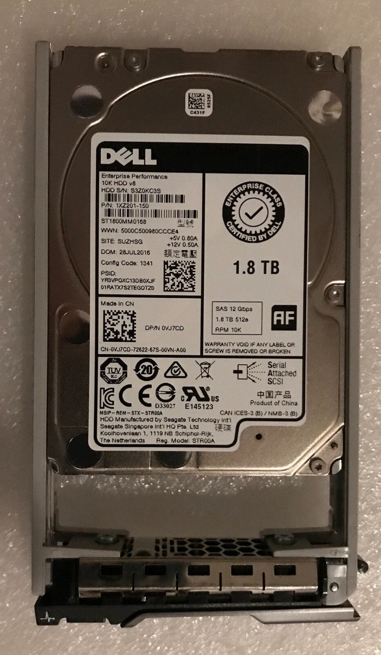 VJ7CD DELL 1.8TB SEAGATE ST1800MM0168 10K 12Gbps SAS 2.5'' R730 R930 MD3820I