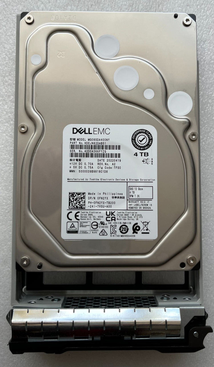 FN2YX Dell Toshiba MG08SDA400NY 4TB 3.5" SAS 12Gbps 7.2K 0FN2YX T430 R530 T430