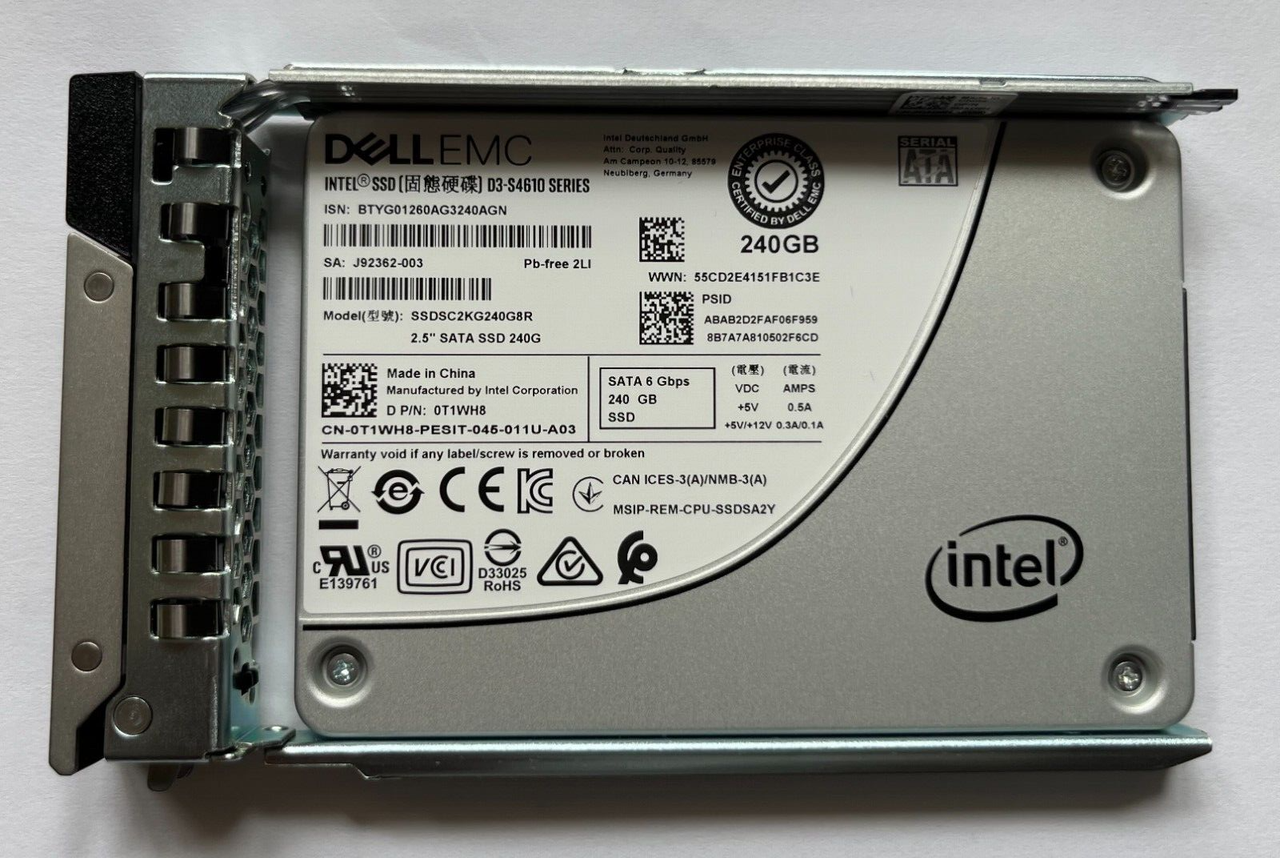T1WH8 DELL EMC INTEL 240GB SATA  2.5 6G SSD 14G D3-S4610 SSDSC2KG240G8R R640 NEW
