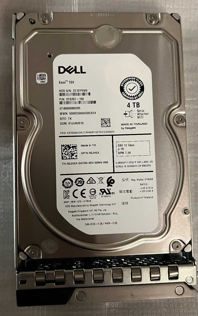 05JH5X 5JH5X DELL POWEREDGE SEAGATE ST4000NM0295 4TB 7.2K SAS 12Gbps 3.5" HDD