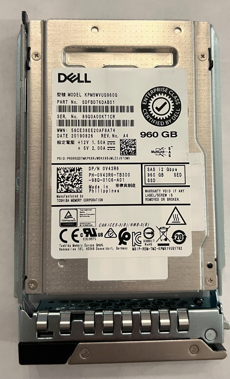 H8X3X DELL KPM5XRUG960G 960GB 2.5" 12Gb/s Read Intensive SAS SSD 0H8X3X NEW
