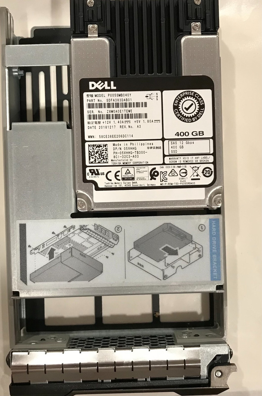 5VHHG DELL TOSHIBA PX05SMB040Y 400GB SAS 3.5in MLC SSD R720 R730 T430 05VHHG