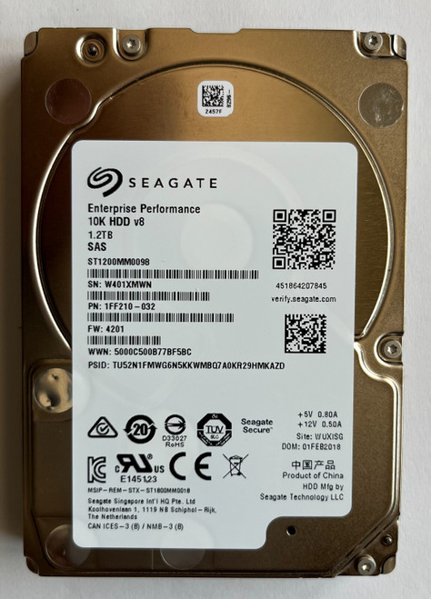 Seagate ST1200MM0098 1.2TB 10K 12Gbs SAS 2.5'' HDD Hard Drive 1FF210-032