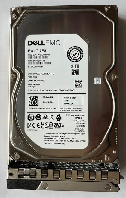 0Y4CD DELL EMC SEAGATE 2TB 3.5" SATA 6Gbps HDD ST2000NM012B 00Y4CD T440 R540
