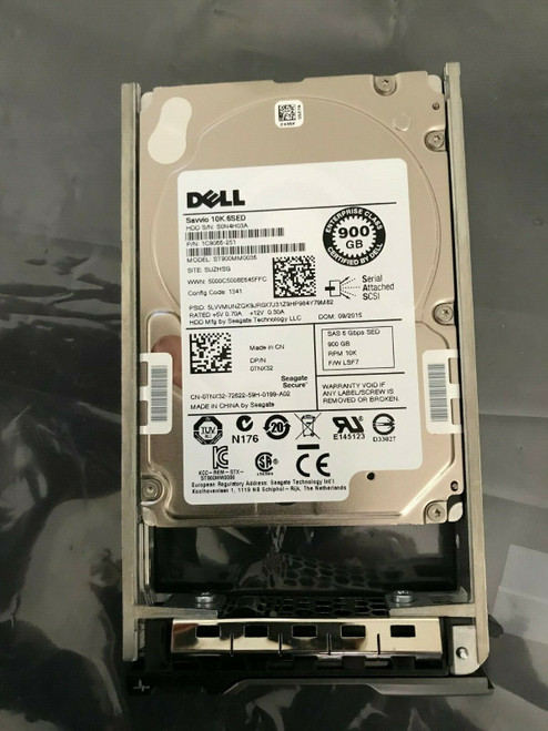 TNX32 Dell SEAGATE ST900MM0036 2.5" 10K SAS SED 6Gbps HDD MD1220 R720 0TNX32