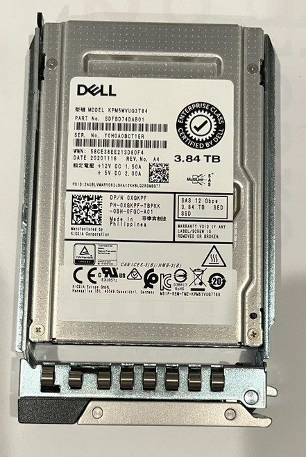 XGKPF Dell 3.84TB 2.5" SAS 12Gbps MU MIXED USE KPM5WVUG3T84 TLC SED SSD 0XGKPF