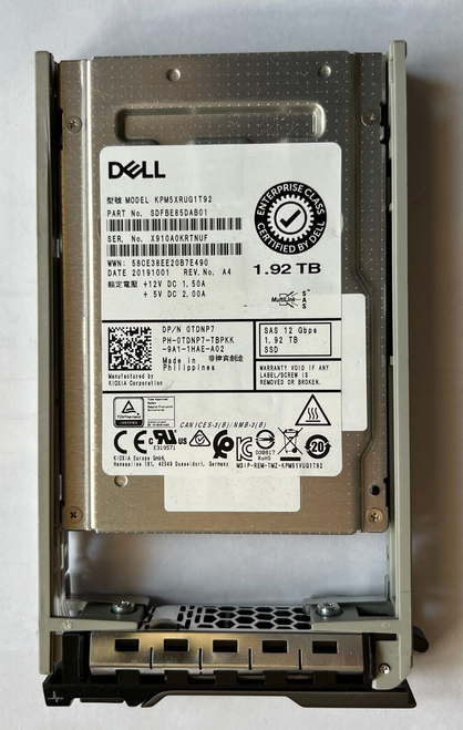 DELL EMC TOSHIBA 1.92TB 12Gbps SAS RI TLC 2.5 SSD KPM5XRUG1T92 0TDNP7 R730 R930