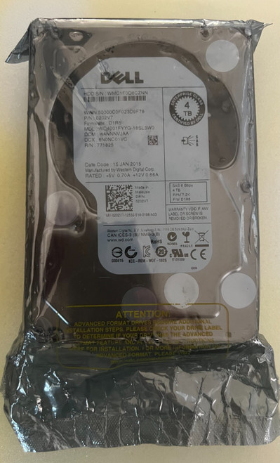 202V7 DELL WESTERN DIGITAL 4TB HDD 7.2K RPM 3.5" SAS WD4001FYYG-18SL3W0 0202V7