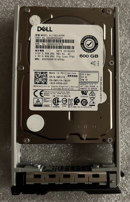 WPJY9 DELL TOSHIBA AL13SXL600N 600GB 6Gb/s 15K SFF 2.5''  SAS HDD  HARD  DRIVE