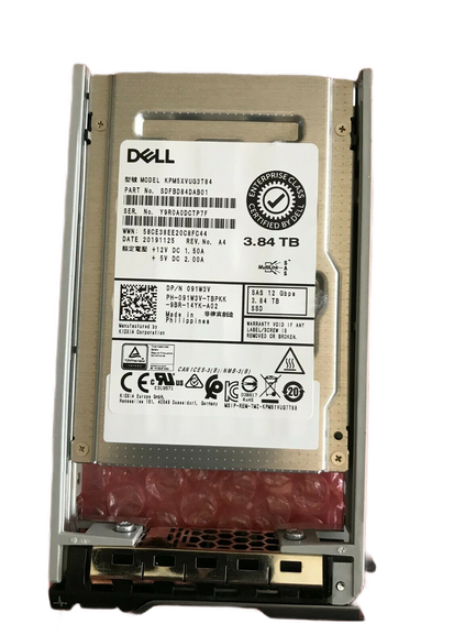 91W3V Dell EMC TOSHIBA 3.84TB 12Gbps SAS MU MIX USE TLC 2.5 SSD HDD KPM5XVUG3T84