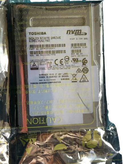 Toshiba 2.5" KCM51VUG1T60 1.6TB PCIE NVME U.2 SSD HDD Solid State Drive (SSD)