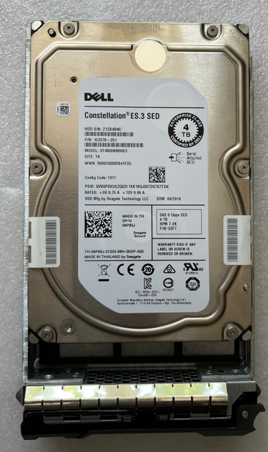 6P85J DELL SEAGATE ST4000NM0063 4TB 7.2K RPM 6Gbs SED SAS HARD DRIVE 06P85J HDD