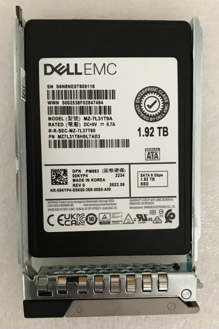 00KYP4 DELL SAMSUNG MZ-7L31T9A 1.92TB SATA RI 6Gbps SSD R640 R740