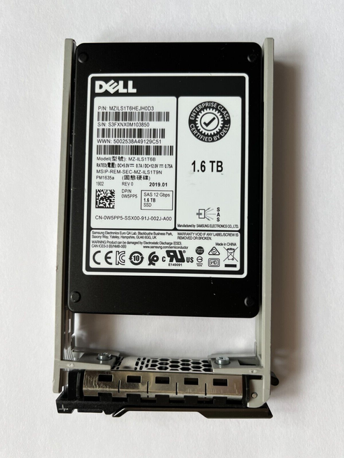 W5PP5 Dell 1.6TB 12Gbps SAS Mix Use 2.5'' SSD PM1635a 0W5PP5 Samsung MZ-ILS1T6B