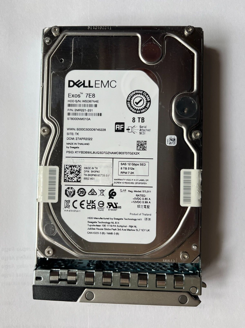 H3PN0 Dell Seagate ST8000NM010A 8TB 3.5" 12Gbps 7.2K RPM SAS 512E SED HDD 0H3PN0