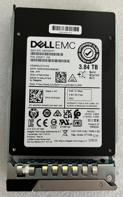 NWGX3 DELL EMC XS3840LE70154 3.84TB SAS 2.5" 12G SSD MU HARD DRIVE HDD 0NWGX3